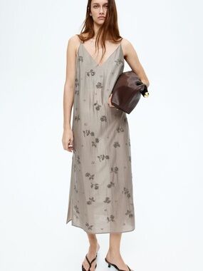H&M Edition Gray Bead Embellished Slip Dress (S)